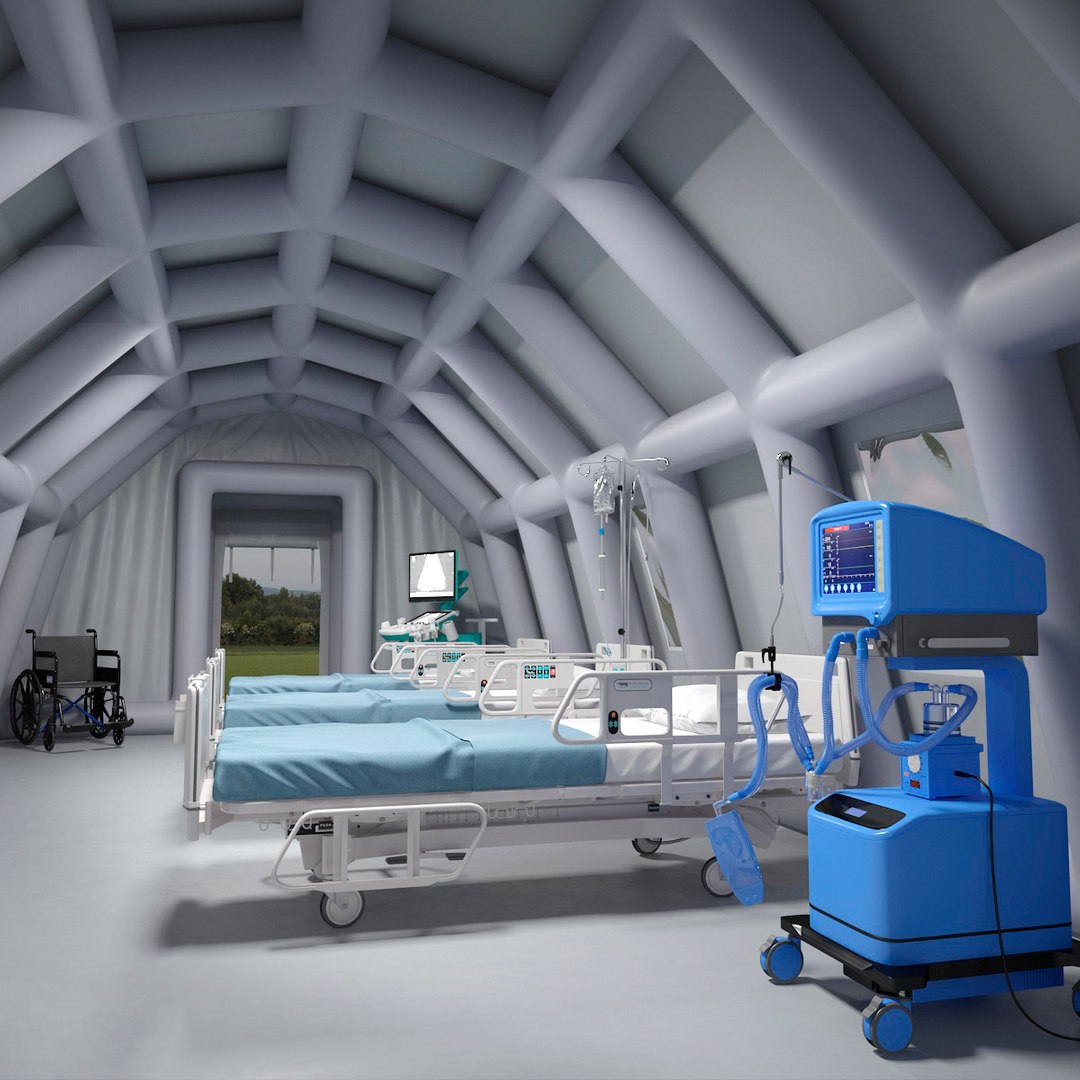 Inflatable Medical Tent with Equipment 3D model for medical visualization, anatomy illustration, educational content, and scientific rendering