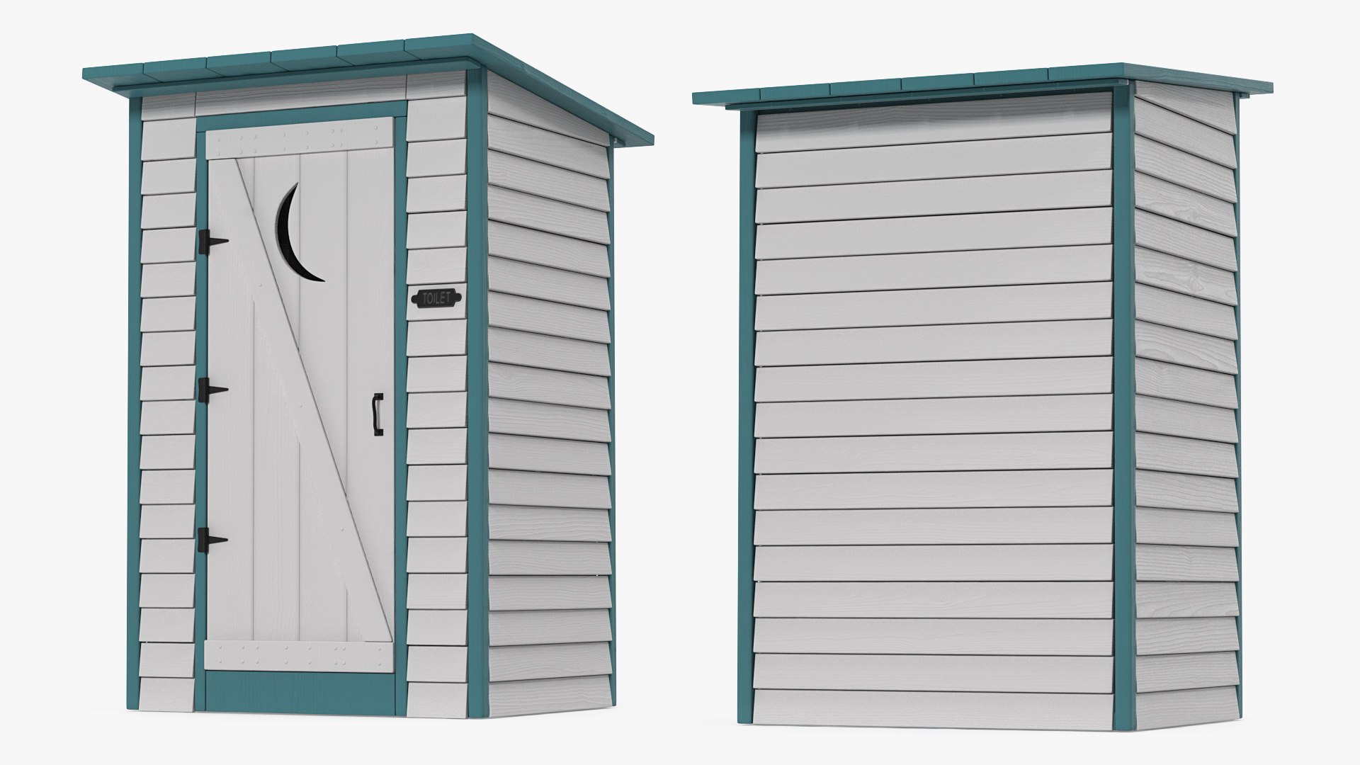 Painted Wooden Outhouse Toilet 3D model preview