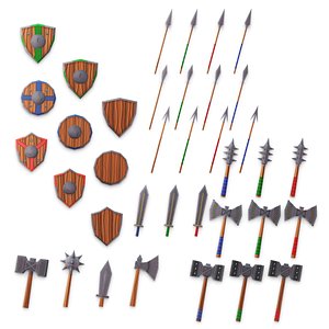 Lowpoly RPG Weapons game asset 3D model
