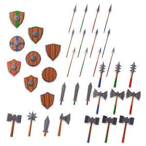 Lowpoly RPG Weapons game asset