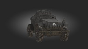 3D German Military Vehicle Low Poly 3D Model