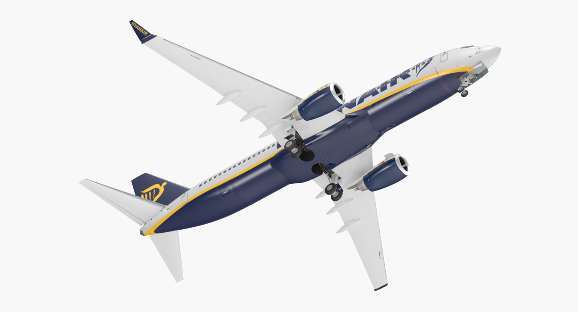 Boeing 737-800 Ryanair Rigged 3D Model 3D model preview