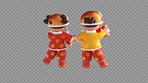 3D model Modeling of cartoon characters in traditional Chinese festivals