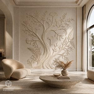 3D model Modern Tree of Life Decor Bas Relief Mural STL CNC 38