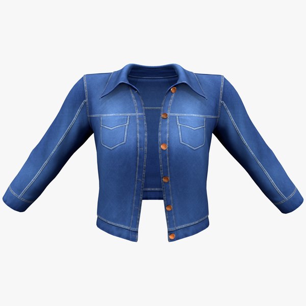 3D model Unbuttoned Denim Crop Jacket