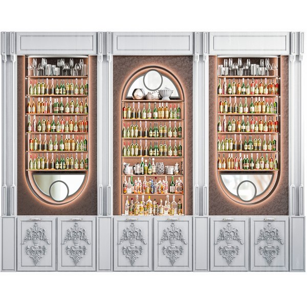Rack in classic style with alcohol in a restaurant 3D - TurboSquid 1987212