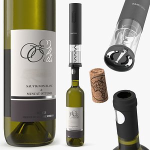Wine Opener on Bottle 3D