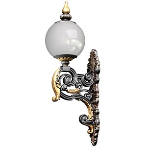 3D Classic Outdoor Forged Wall Lamp Lantern streetlight Sconce 3D model model