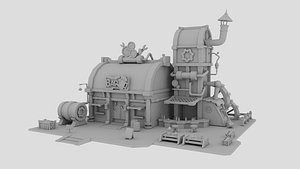 3D Stylized Steampunk Bar and Brewery 3D