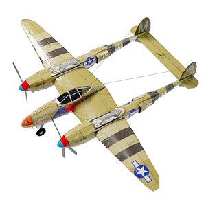 Lockheed P-38 Lightning lowpoly WW2 fighter 3D model