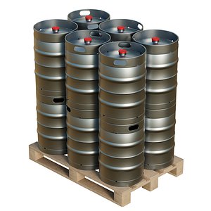 3D Beer Kegs On Wooden Pallet model