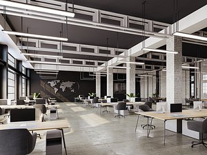 interior scene loft office hall 06 model