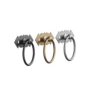 3D Ring Pull Cabinet Door Drawer Wrought Iron Black