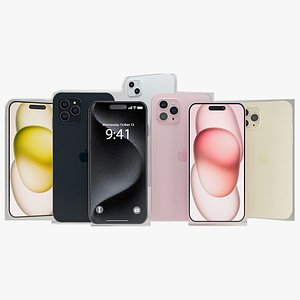 3D Apple iPhone 15 Collection and 15 Plus and 15 Pro
