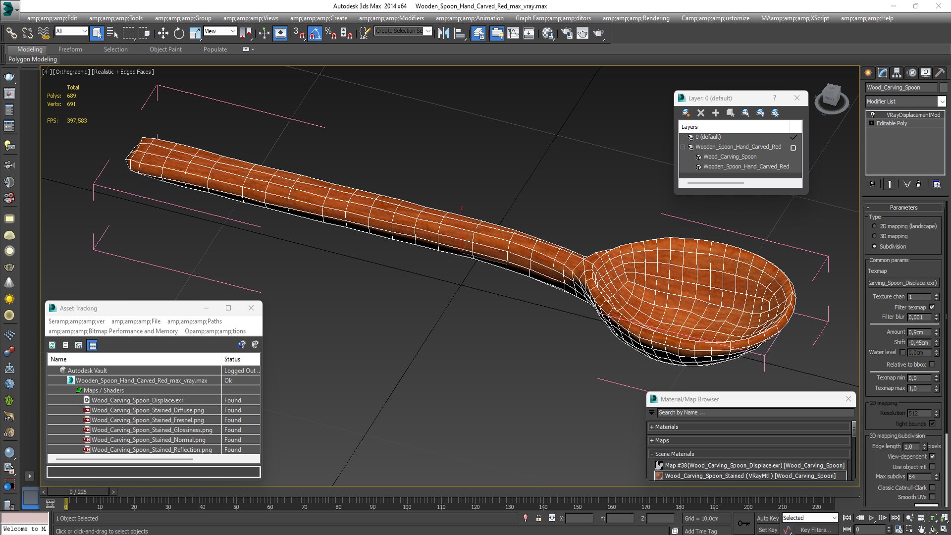 3D Wooden Spoon Hand Carved Red - TurboSquid 2155770