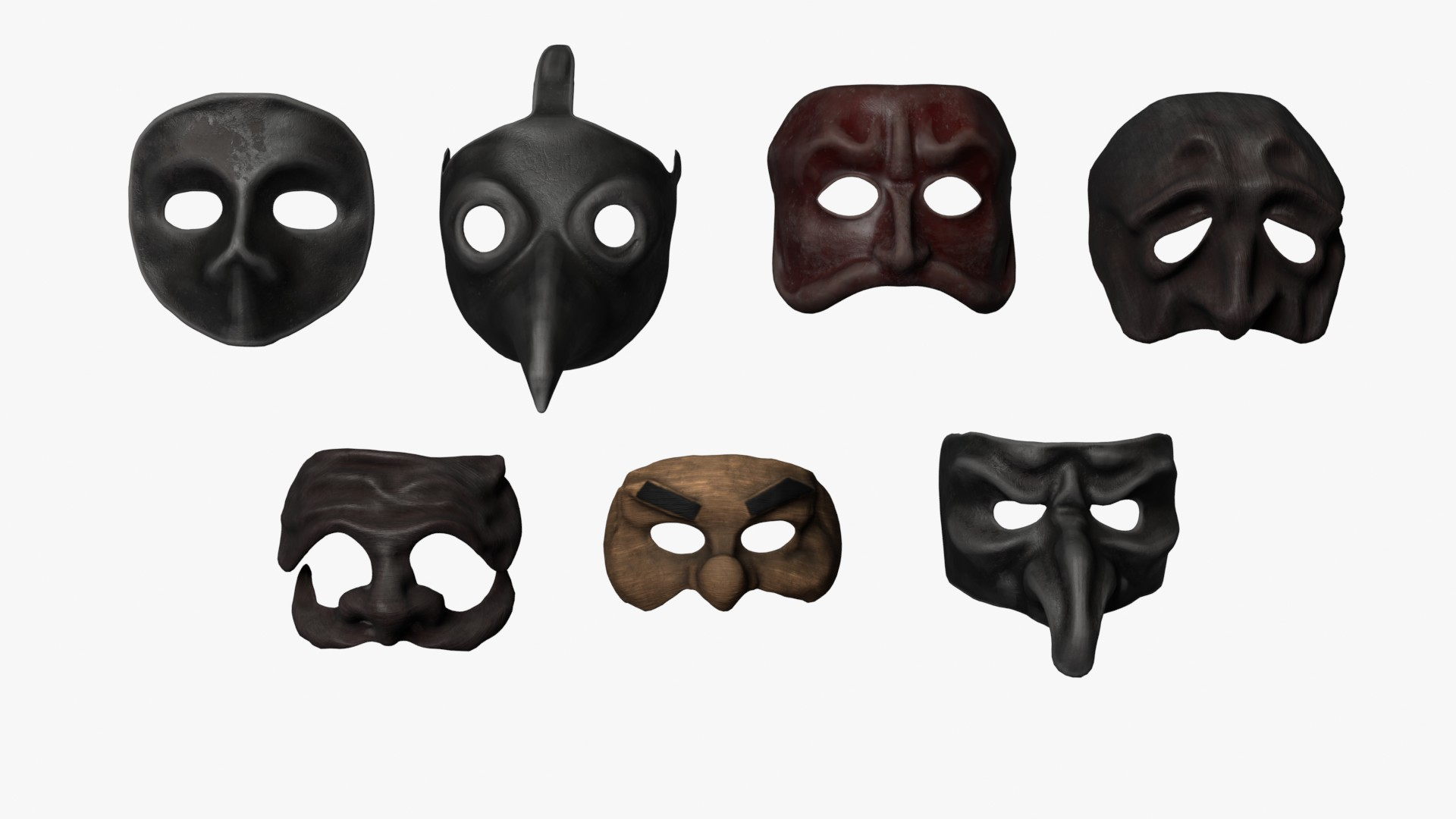 Italian Masks 3D model https://p.turbosquid.com/ts-thumb/wR/KPv7ap/rN/rwhite/jpg/1759064992/1920x1080/turn_fit_q99/7bf6d42b4f0dcf8d464285ab3a7c7ce74b5d243e/rwhite-1.jpg