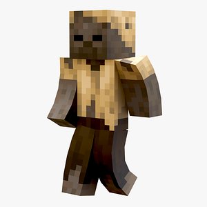 Minecraft Husk Zombie Rigged 3D Model Game Ready 4K PBR model