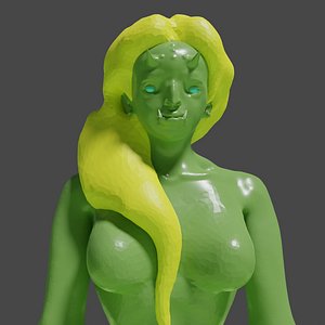 A female character from the race of orcs or goblins 3D model