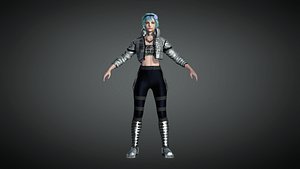 3D model Cyber Punk Female Character 08