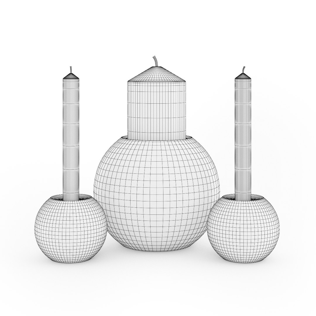 3d Model Of Chrome Candlestick Candle