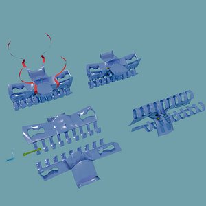 A set of hair clips in different states 3D model