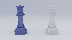 Queen Frosted Glass Chess Pieces 3D model
