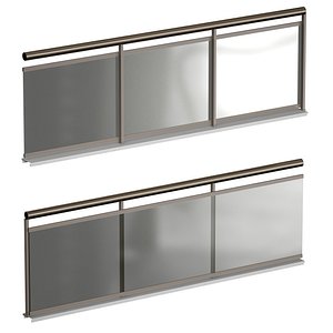 3D fencing 2013 VrayGlass railing with handrails for the balcony of the shopping center terrace