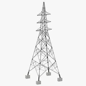 3D Power Lines High Tension No Wires Clean and Dirty model