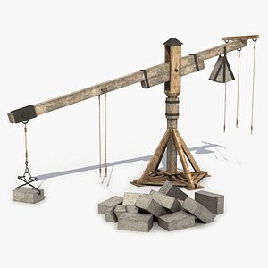 wooden crane medieval 3D model