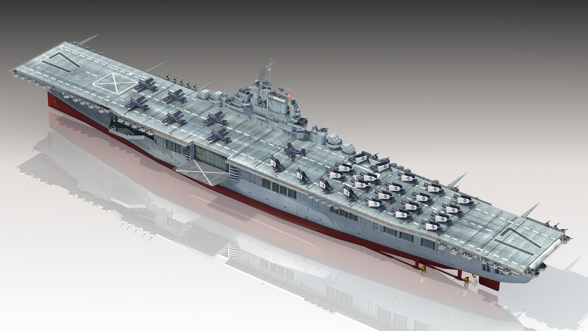 Uss Bunker Hill Cv-17 3D Model - TurboSquid 1492508