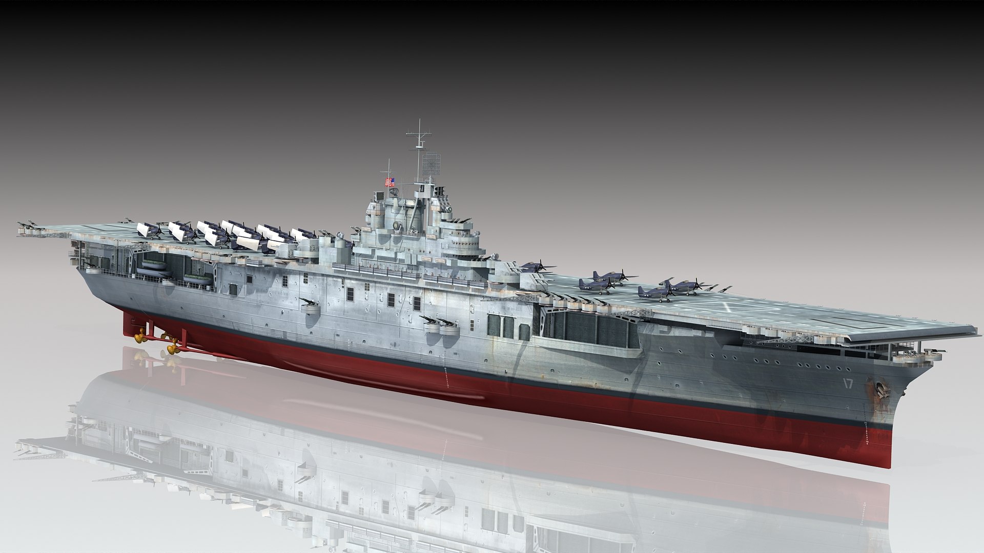 Uss bunker hill cv-17 3D model - TurboSquid 1492508