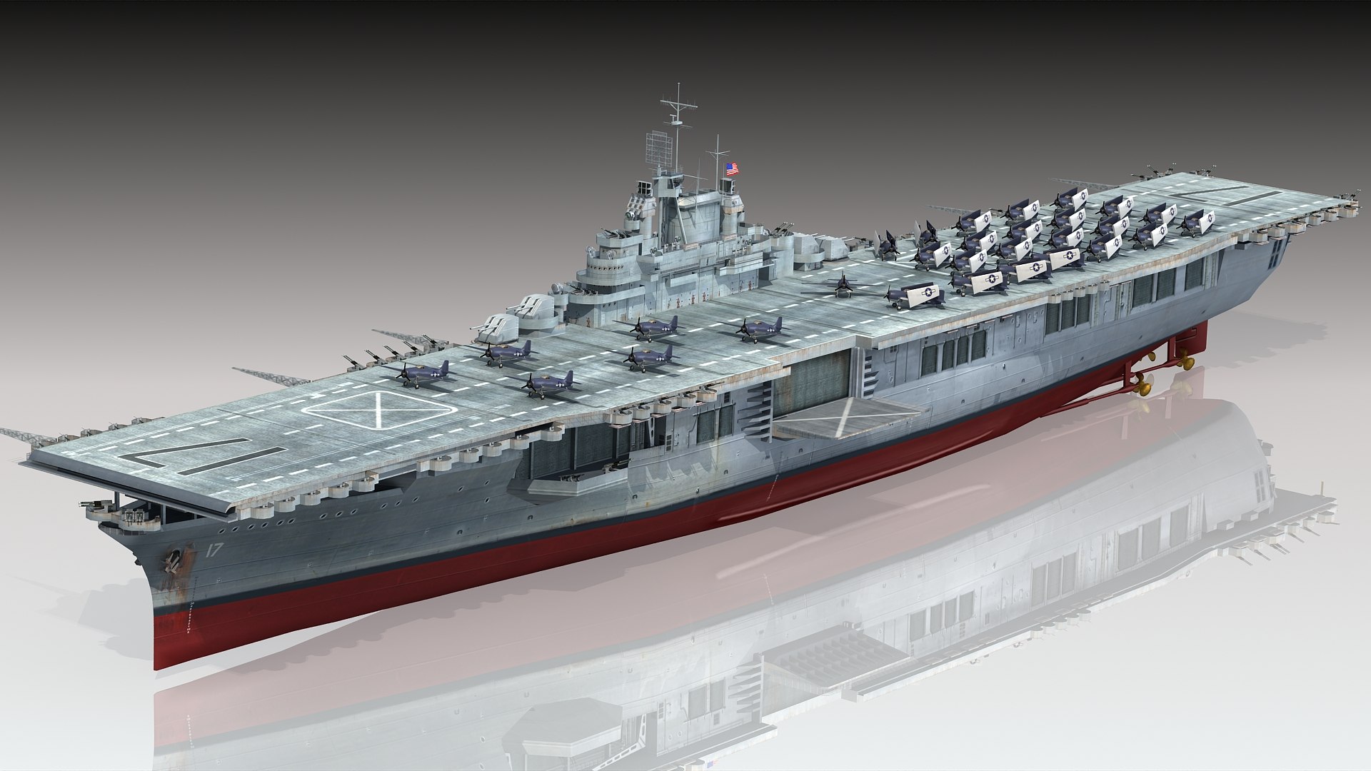 Uss Bunker Hill Cv-17 3D Model - TurboSquid 1492508