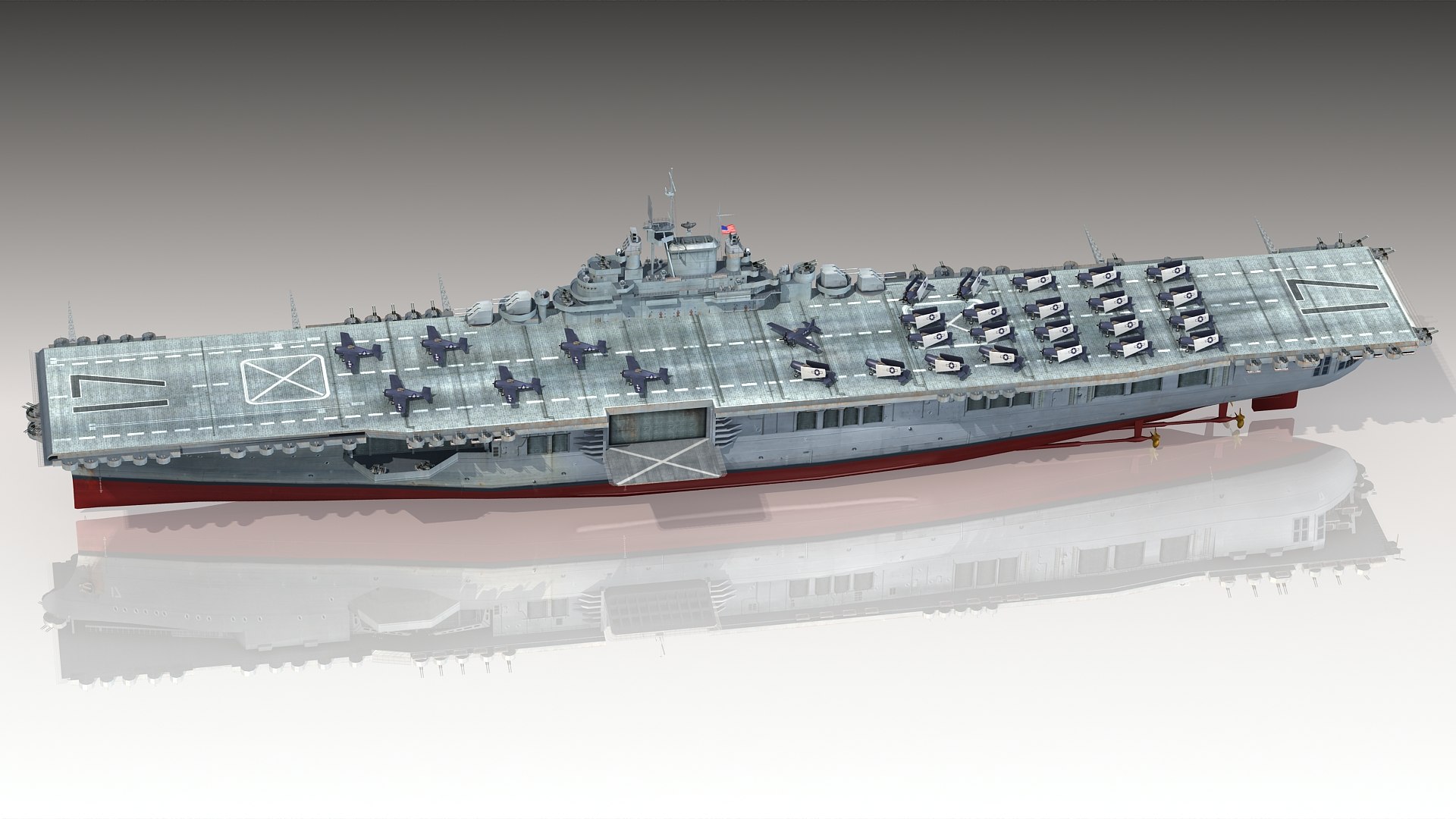 Uss Bunker Hill Cv-17 3D Model - TurboSquid 1492508