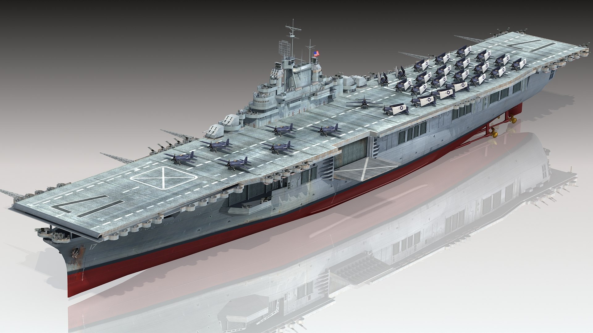 Uss Bunker Hill Cv-17 3D Model - TurboSquid 1492508