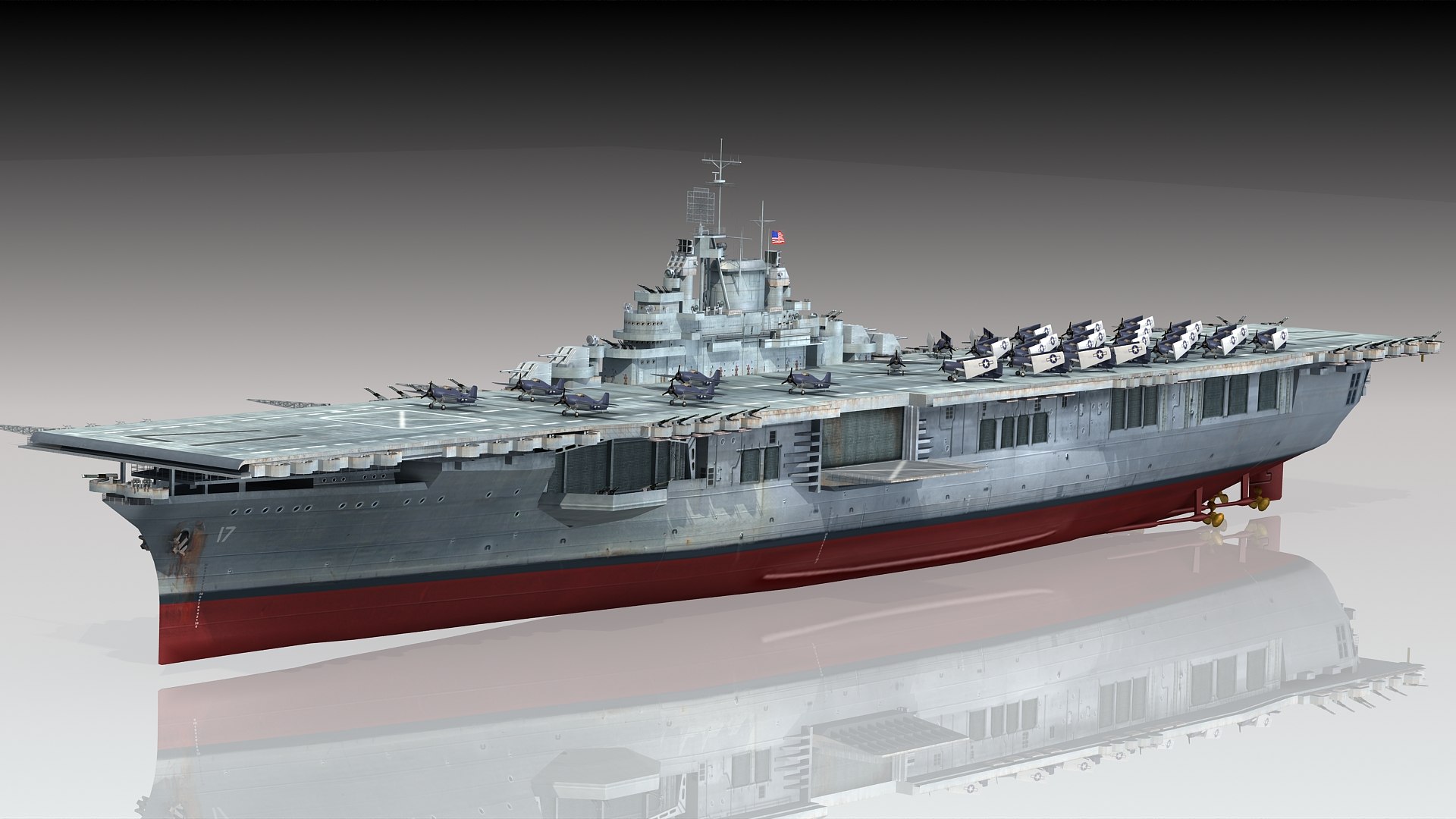Uss Bunker Hill Cv-17 3D Model - TurboSquid 1492508