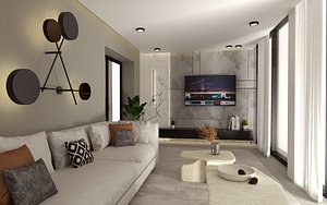 Modern Outdoor Living Space Scene for Cinema 4D and Corona Renderer