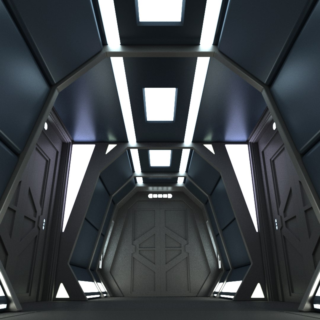 3d model of corridor scifi