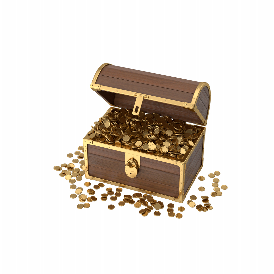 3d Wooden Chest With Gold Coins - Turbosquid 2191198