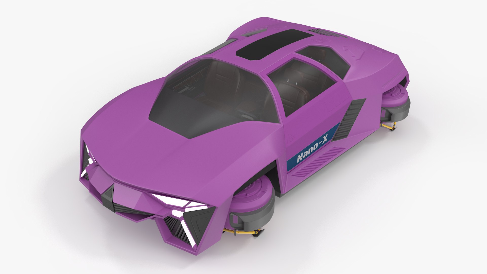 Flying Car Purple Simple Interior 3D model preview