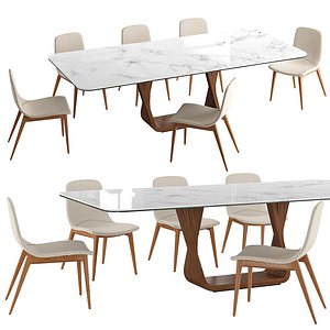 3D Table and chair MI1358 DC771E-CREMA model