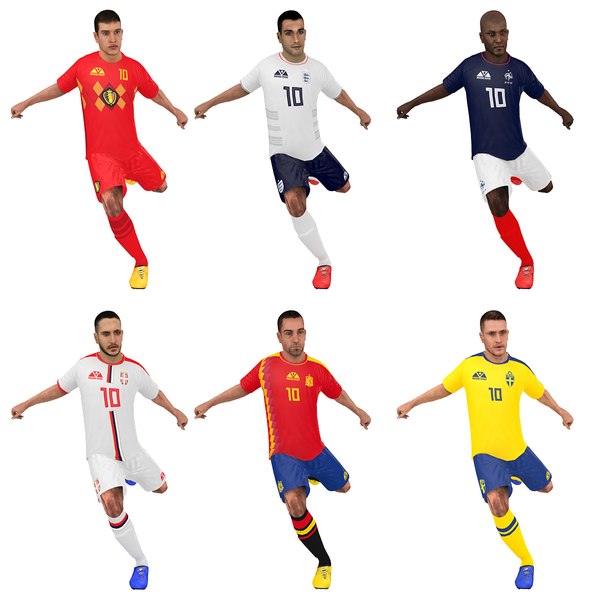 pack rigged soccer player 3D
