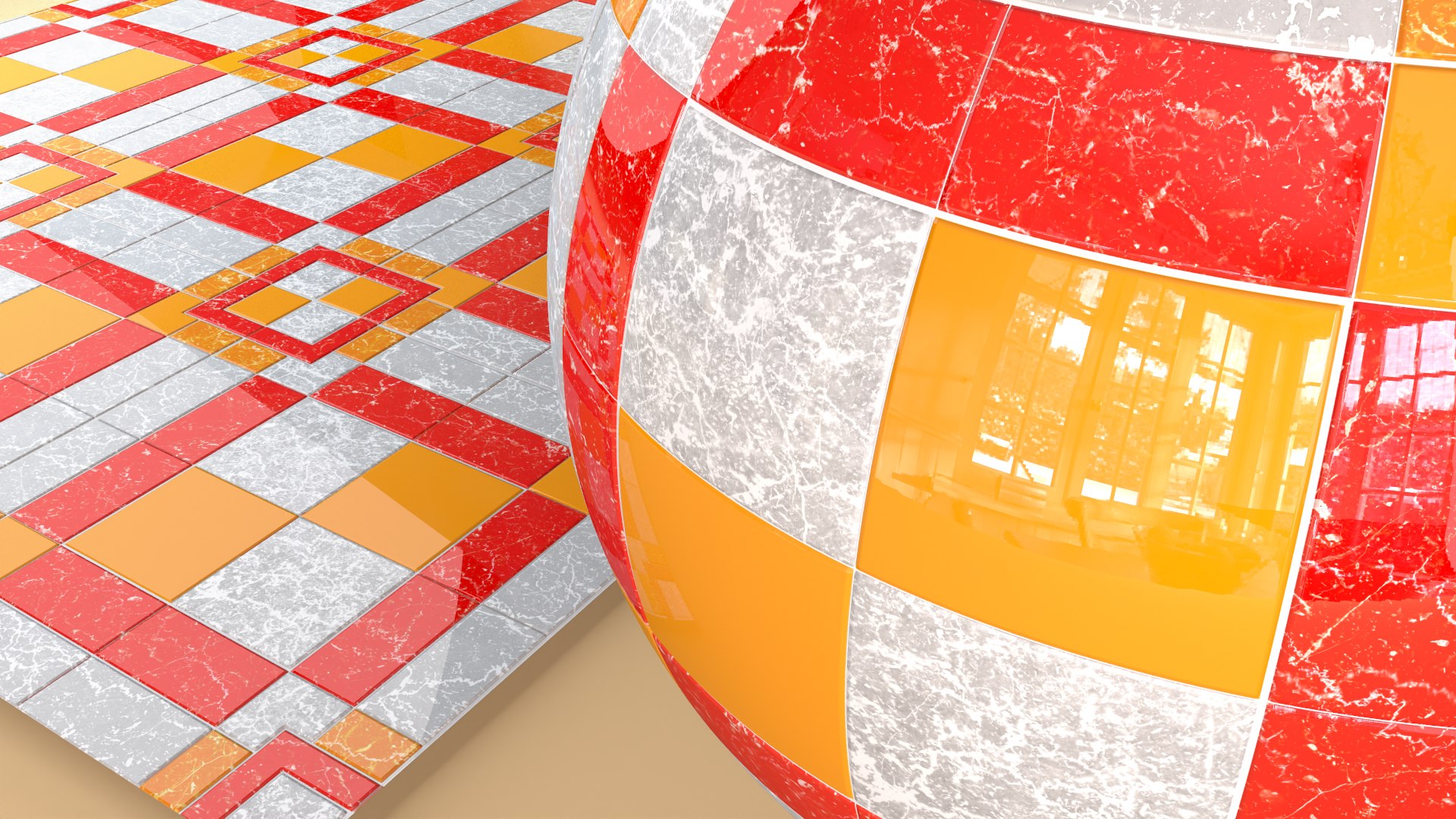 3D Texture PBR 8K Floor Tiles C4D Physical Render 0016 Model ...