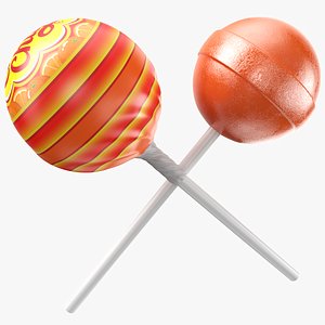 Orange Lollipop 3D model