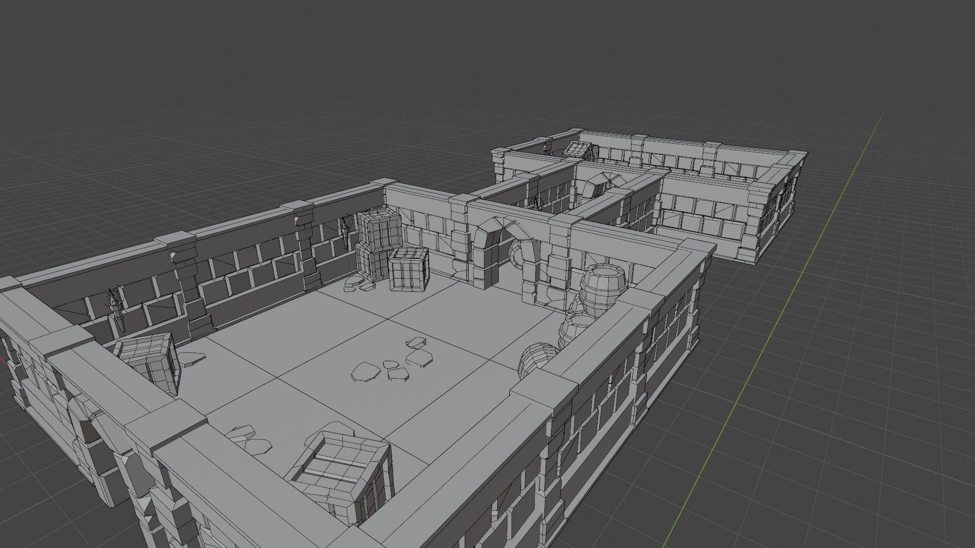 3D Low Poly Dungeon Barrels Boxes and Torches Low-poly 3D model ...