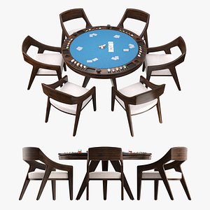 Poker Table Round with Chairs Full Set