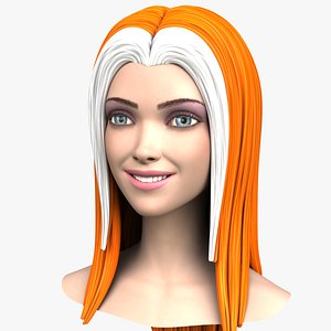 cartoon girl head morph 3d obj