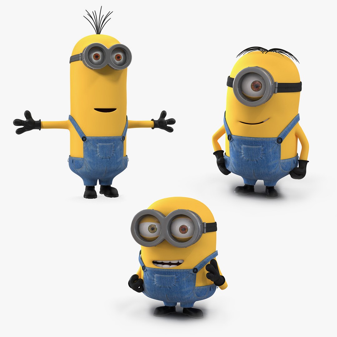 Rigged Minions Collection 3D model preview