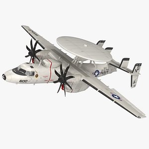 Grumman E-2 Hawkeye Tactical Early Warning Aircraft Rigged 3D Model