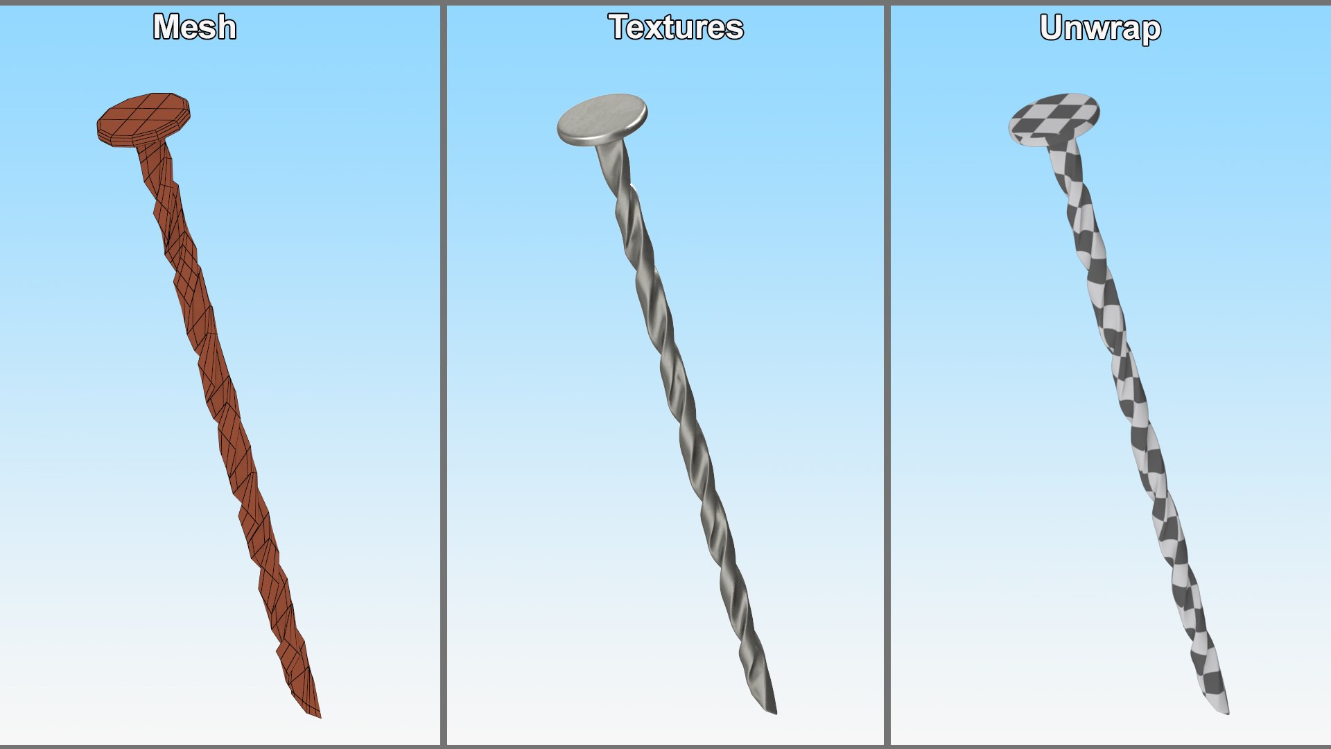 Spiral Shank Nails 3D Model TurboSquid 2059849