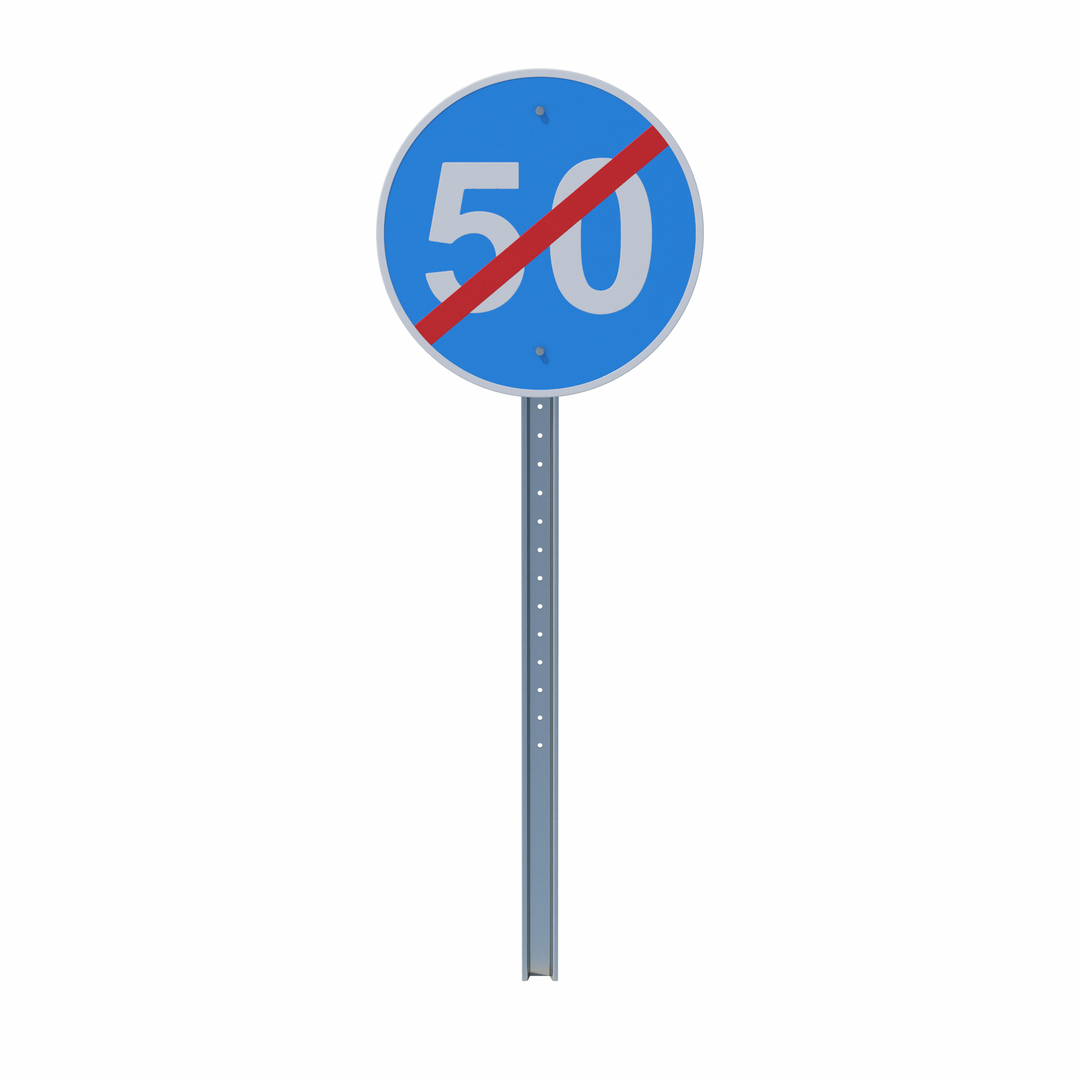 3D End Of Minimum Speed Limit 50 Road Sign - TurboSquid 2102343